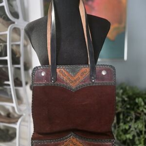 Handcrafted Burgundy Suede Tote Bag